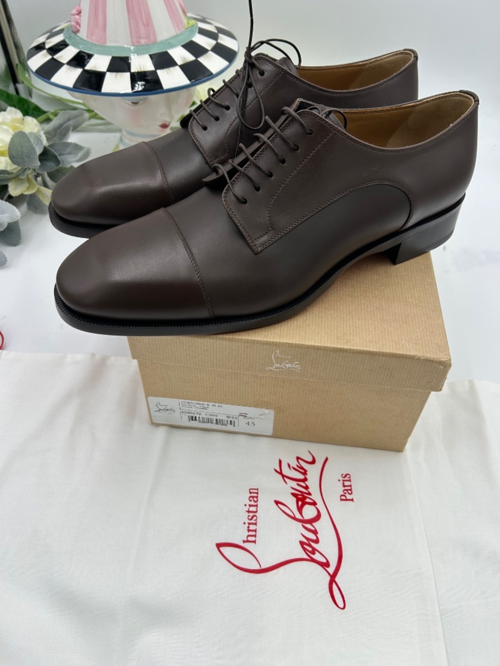 Men’s Christian Louboutin CORTOMALE Brown lace-up Oxford. Size 45/12 - Picture 5 of 11
